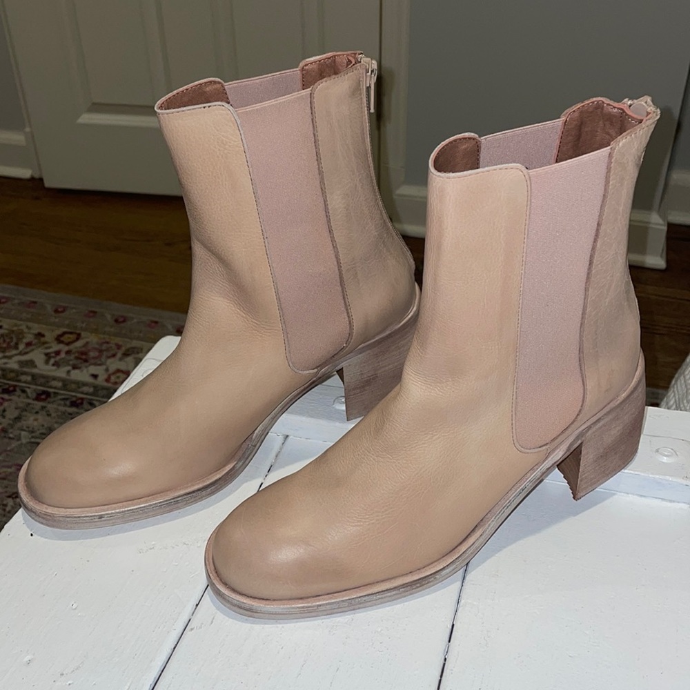 Free People Taupe Block Heel Boots